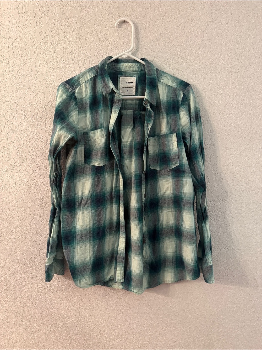 Sonoma Teal Plaid Button-Down Shirt